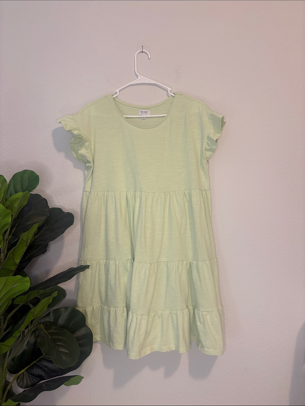 True Craft Light Green Tiered Mini baby doll Dress Large